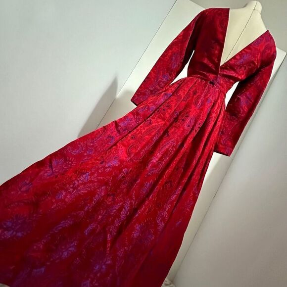 Vintage 80s Carolyne Roehm Opulent Evening Ball Gown XS Gala Royal Regency - Picture 11 of 16